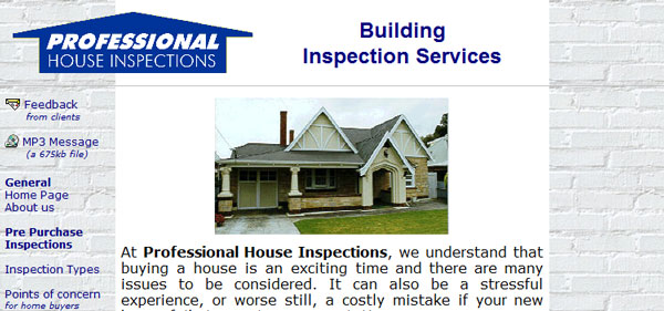 Site snapshot - Professional House Inspections